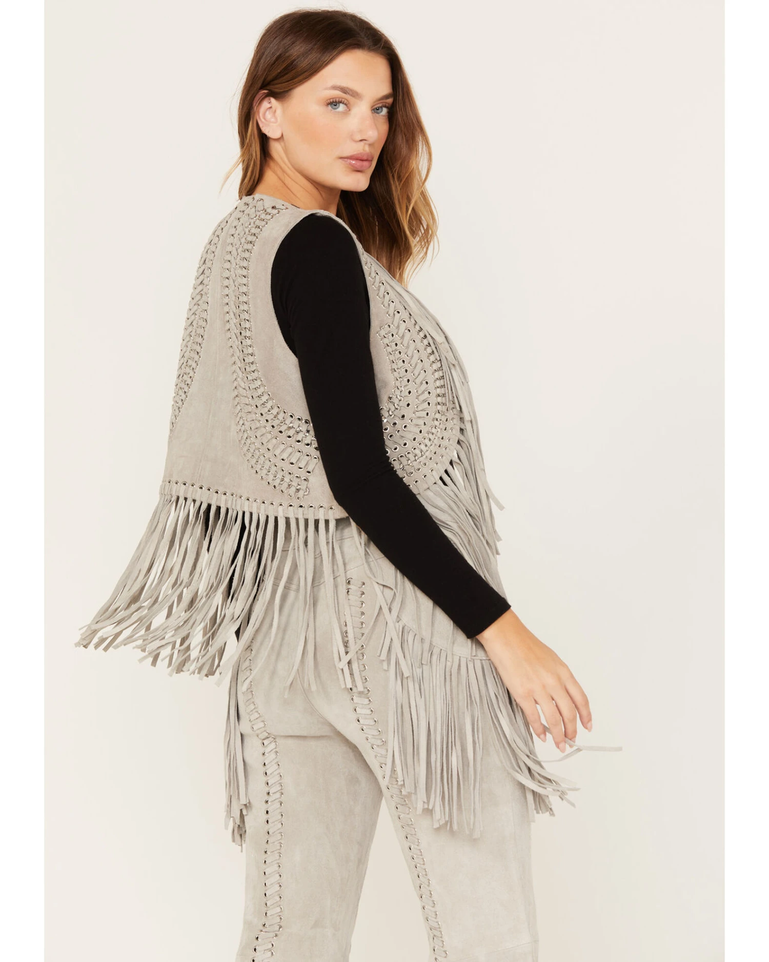 Wonderwest Women's Suede Fringe Vest 6 Wonderwest Women's Suede Fringe Vest - Image 4