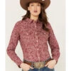 Wrangler Women's Floral Print Long Sleeve Snap Western Shirt 2 Wrangler Women's Floral Print Long Sleeve Snap Western Shirt -Ladies Western Cowboy 2000382600 600 P1