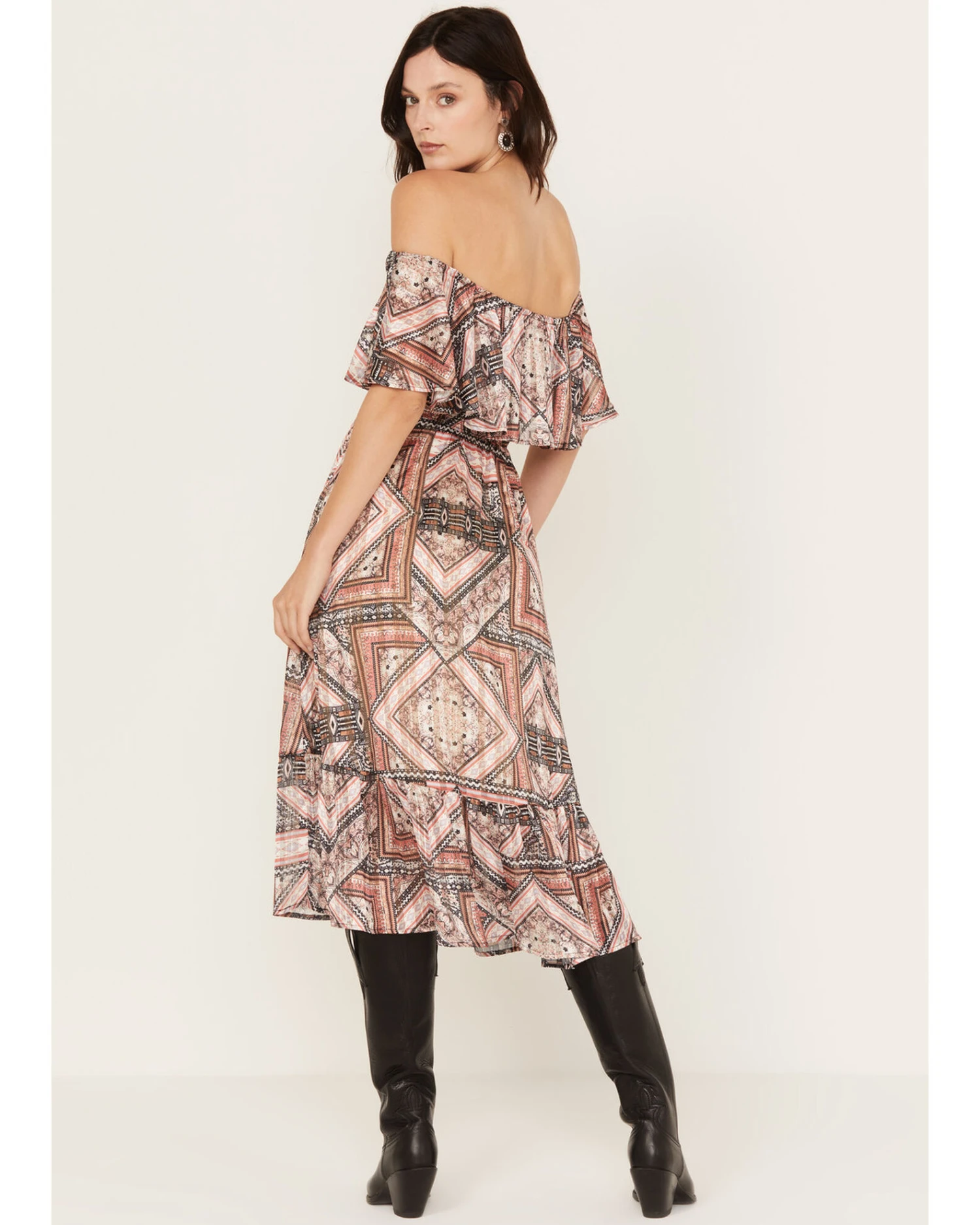 Shyanne Women's Off The Shoulder Ruffle Midi Dress 6 Shyanne Women's Off The Shoulder Ruffle Midi Dress - Image 4