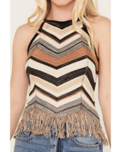 Shyanne Women's Zig Zag Fringe Halter Sweater Tank  -Ladies Western Cowboy 2000382861 251 P3