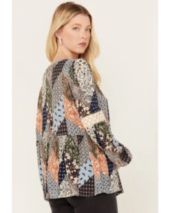 Cleo + Wolf Women's Dobbie Patchwork Top -Ladies Western Cowboy 2000382950 400 P4