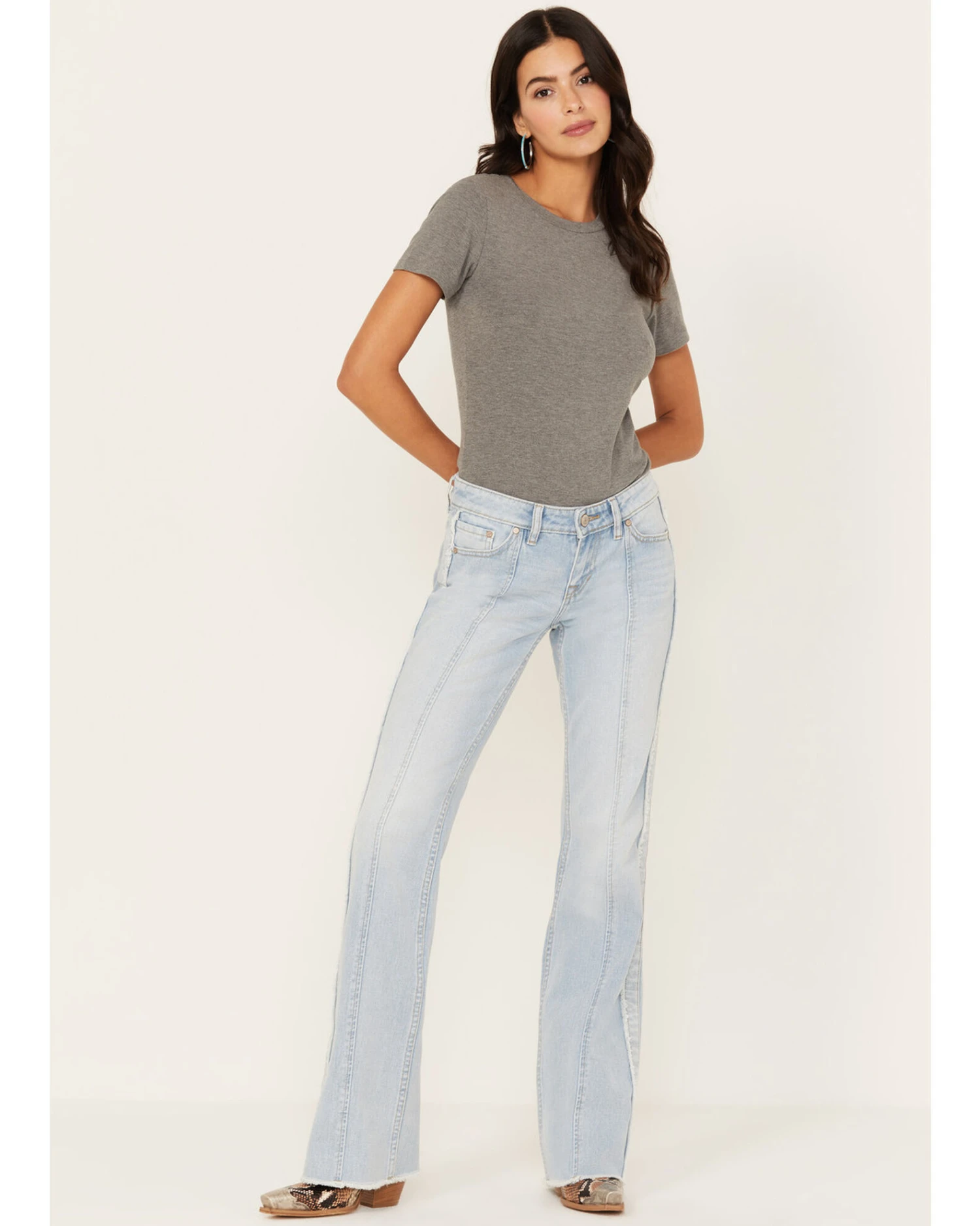 Shyanne Women's Light Wash Low Rise Seamed Bootcut Jeans 3 Shyanne Women's Light Wash Low Rise Seamed Bootcut Jeans