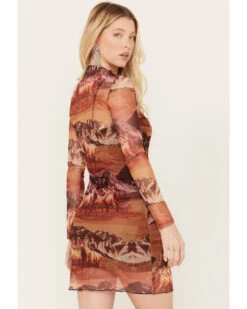 Rock & Roll Denim Women's Mesh Printed Long Sleeve Dress -Ladies Western Cowboy 2000384987 220 P4