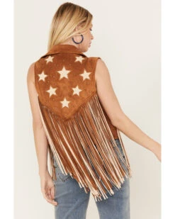 Rock & Roll Denim Women's Cropped Fringe Star Vest -Ladies Western Cowboy 2000385013 290 P4