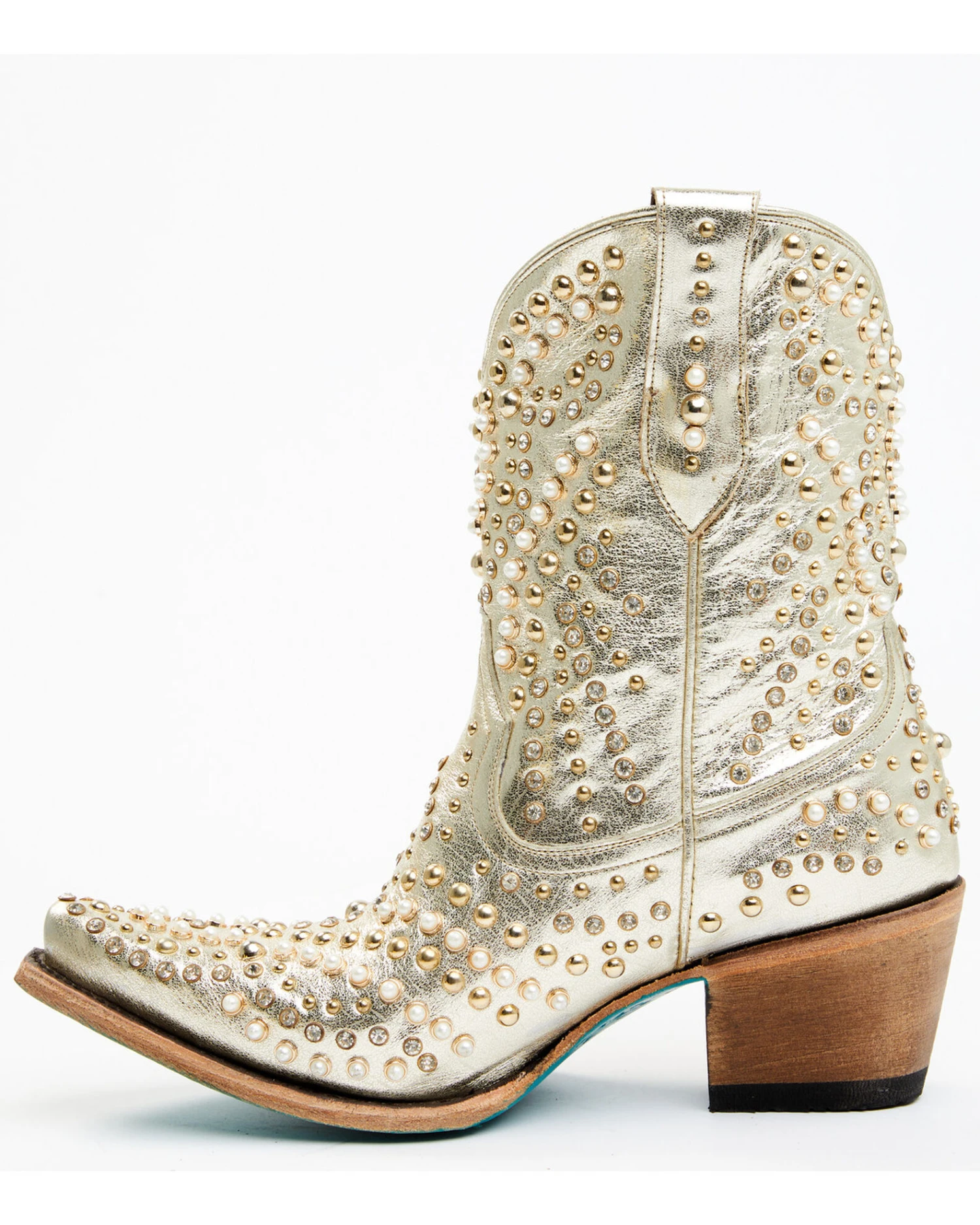 Boot Barn X Lane Women's Exclusive Dolly Metallic Leather Western Bridal Booties - Snip Toe 5 Boot Barn X Lane Women's Exclusive Dolly Metallic Leather Western Bridal Booties - Snip Toe - Image 3