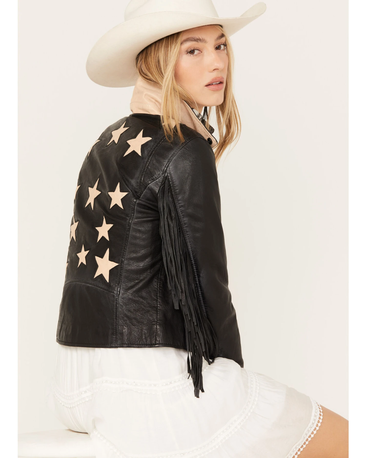 Mauritius Leather Women's Crissy Star And Fringe Detail Leather Jacket 4 Mauritius Leather Women's Crissy Star And Fringe Detail Leather Jacket - Image 2