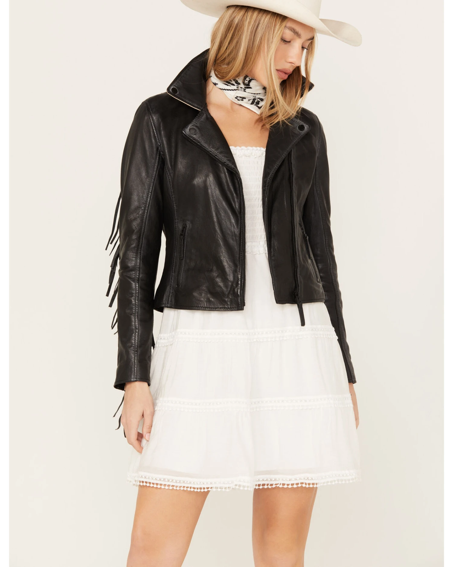 Mauritius Leather Women's Crissy Star And Fringe Detail Leather Jacket 5 Mauritius Leather Women's Crissy Star And Fringe Detail Leather Jacket - Image 3