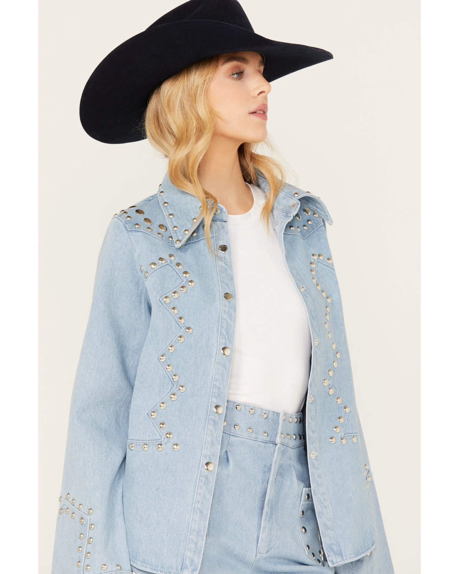 Understated Leather Women's Bluegrass Studded Denim Western Jacket 4 Understated Leather Women's Bluegrass Studded Denim Western Jacket - Image 2