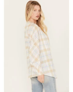 Cleo + Wolf Women's Oversized Plaid Print Button Up -Ladies Western Cowboy 2000386559 110 P4