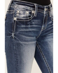 Miss Me Women's Dark Wash Mid Rise Fleur De Lis Bootcut Denim Jeans 9 Miss Me Women's Dark Wash Mid Rise Fleur De Lis Bootcut Denim Jeans -Ladies Western Cowboy 2000387028 416 P4