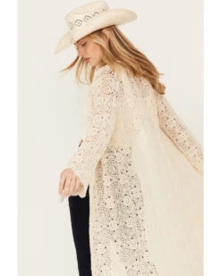Miss Me Women's Crochet Long Sleeve Duster -Ladies Western Cowboy 2000387332 110 P4