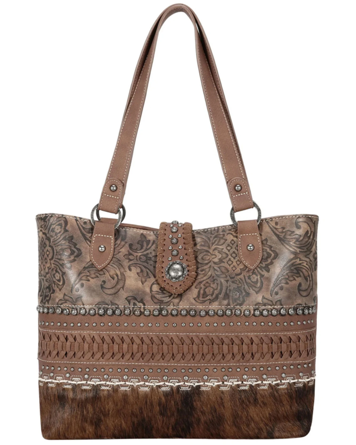 Montana West Women's Brown Trinity Ranch Hair-on Cowhide Collection Concealed Carry Tote 3 Montana West Women's Brown Trinity Ranch Hair-on Cowhide Collection Concealed Carry Tote