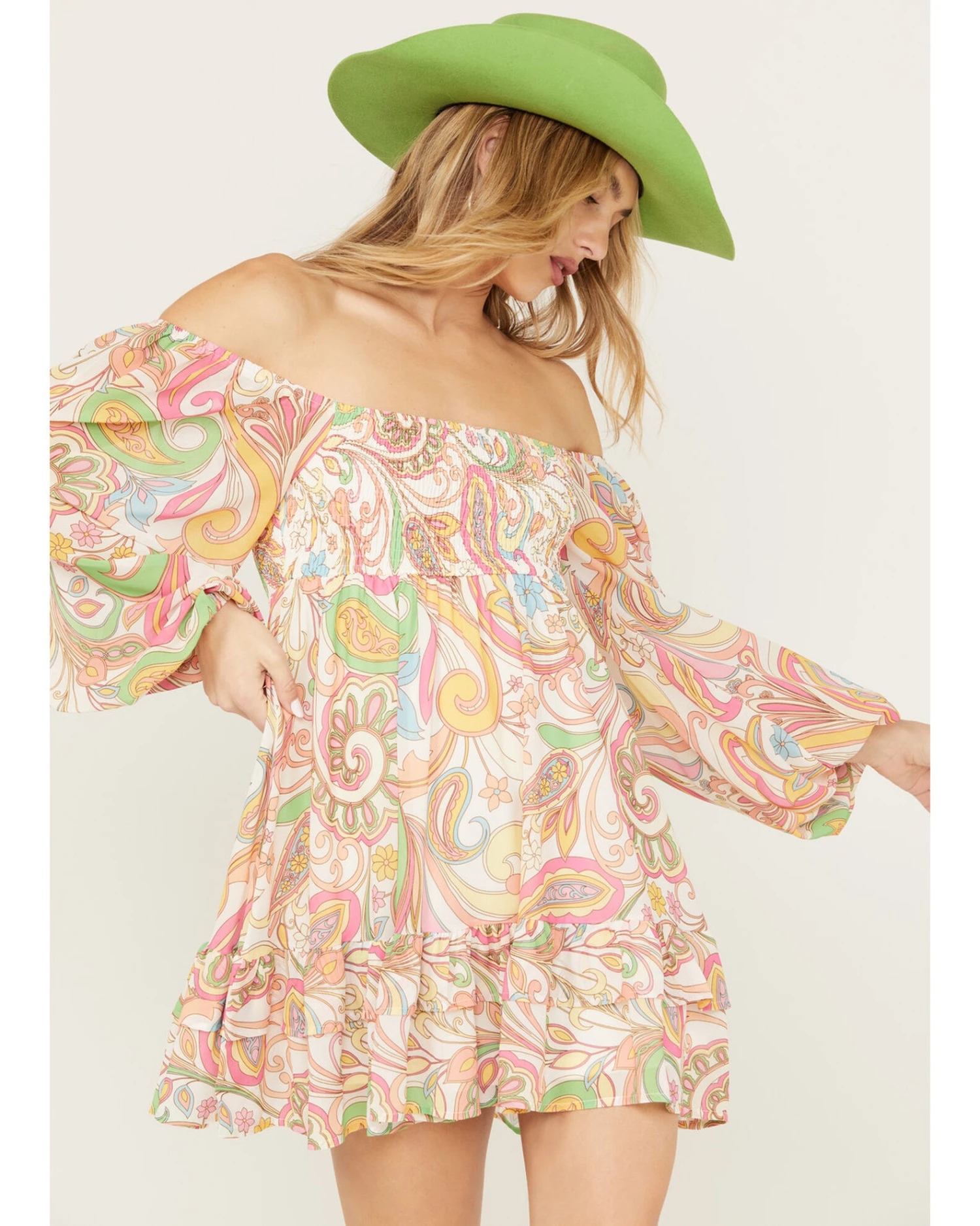 Flying Tomato Women's Paisley Print Ruffle Mini Dress 3 Flying Tomato Women's Paisley Print Ruffle Mini Dress