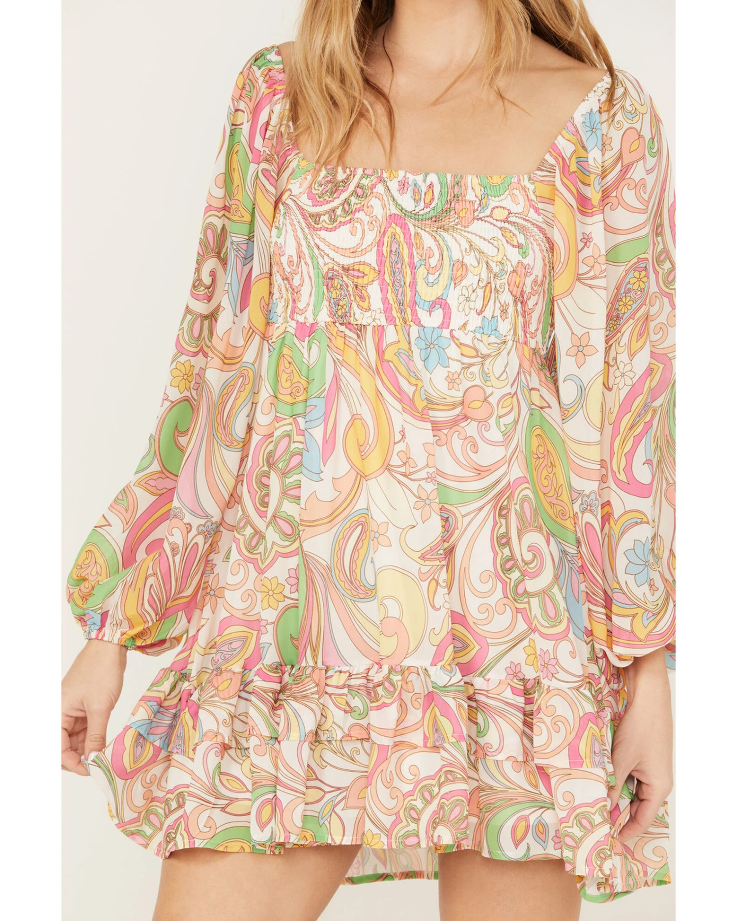 Flying Tomato Women's Paisley Print Ruffle Mini Dress 5 Flying Tomato Women's Paisley Print Ruffle Mini Dress - Image 3