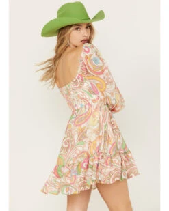 Flying Tomato Women's Paisley Print Ruffle Mini Dress 9 Flying Tomato Women's Paisley Print Ruffle Mini Dress -Ladies Western Cowboy 2000388708 900 P4