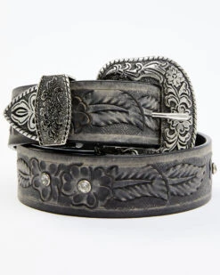 The Leathery Women's Rhinestone Snaps Leather Belt