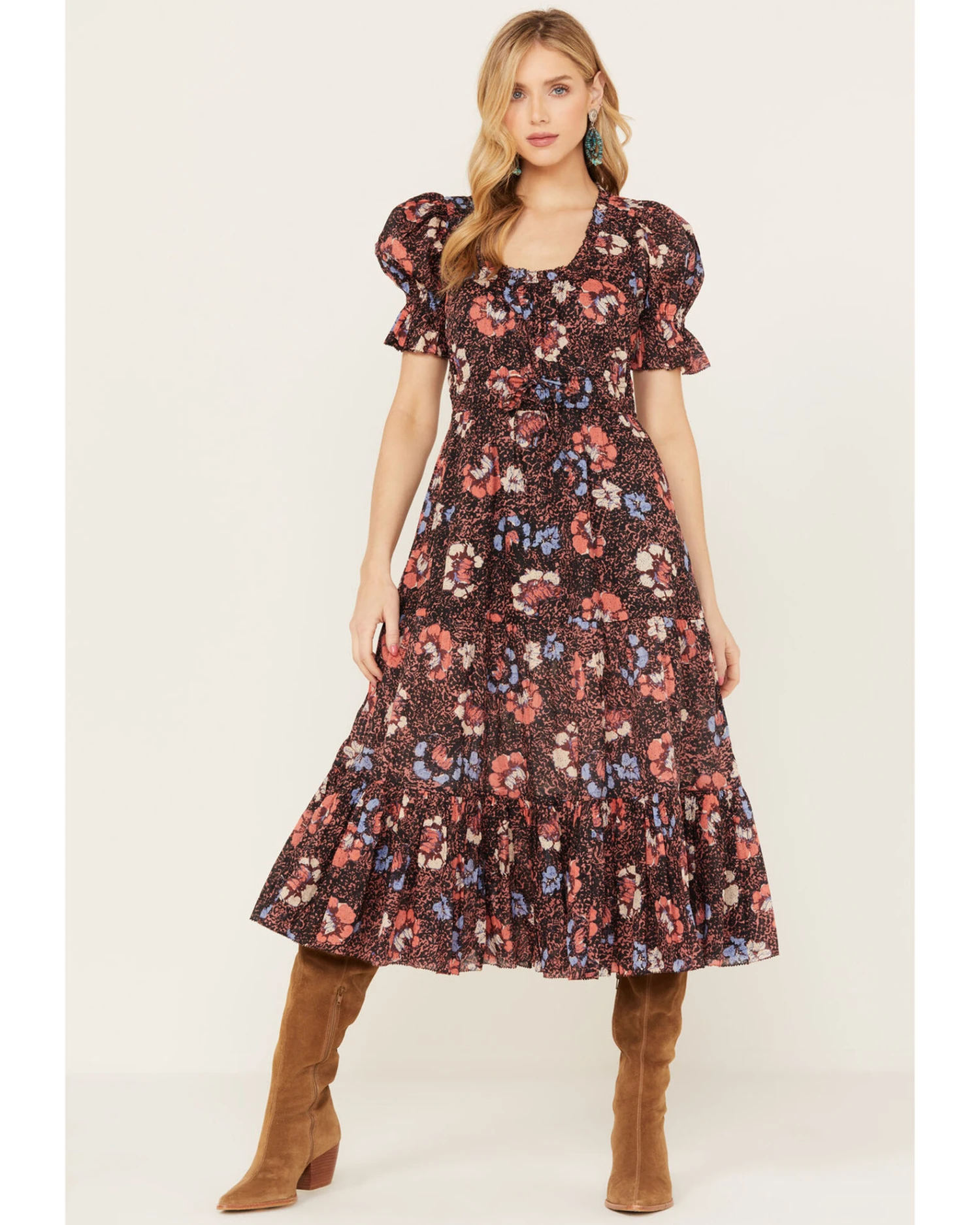 Cleobella Women's Multicolored Floral Caroline Midi Dress 3 Cleobella Women's Multicolored Floral Caroline Midi Dress