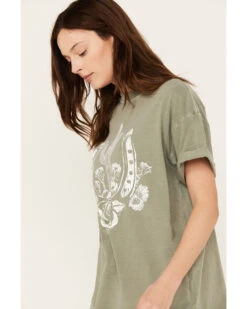 Girl Dangerous Women's Horseshoe Rose Boyfriend Graphic Tee -Ladies Western Cowboy 2000391106 300 P2