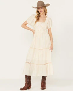 Band Of The Free Women's Crochet Trim Front Maxi Dress