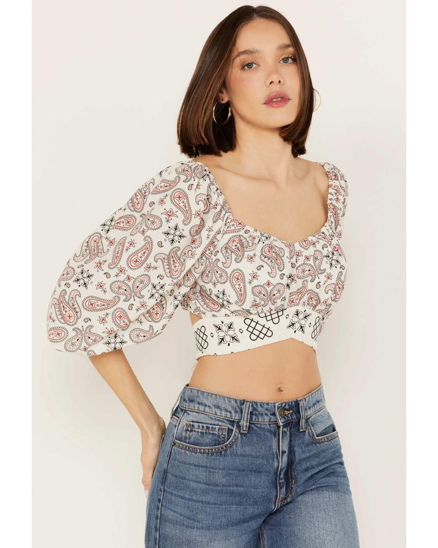 Beyond The Radar Women's Bandana Print Tie Back Top 3 Beyond The Radar Women's Bandana Print Tie Back Top