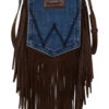 Montana West Women's Wrangler Jean Denim Pocket Fringe Crossbody -Ladies Western Cowboy 2000396498 200 P1