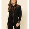 Scully Women's Floral Embroidered Long Sleeve Western Shirt -Ladies Western Cowboy 658137 89 P1